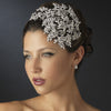 Vintage Couture Leaves Side Accented Crystal Bridal Wedding Faceframer Bridal Wedding Headband 19255