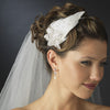 * Silver Clear Rhinestone & Ivory Feather Side Accented Bridal Wedding Headband Headpiece 2013