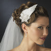* Silver Clear Rhinestone & Ivory Feather Side Accented Bridal Wedding Headband Headpiece 2013