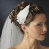 * Silver Clear Rhinestone & Ivory Feather Side Accented Bridal Wedding Headband Headpiece 2013
