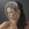 Enchanting Swarovski & Rhinestone Flower Bridal Wedding Hair Comb & Birdcage Bridal Wedding Veil 2075