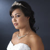 Silver Freshwater Pearl & Crystal Jewelry 7825 & Bridal Wedding Tiara 2596 Set