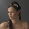 Silver Double Rhinestone Bridal Wedding Headband with Crystal Ornate Side Accent HP 2913