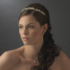 Precious Gold Clear Crystal & Ivory Flower Headpiece 3890