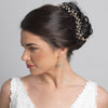 Gold Clear Rhinestone & Freshwater Pearl Vine Bridal Wedding Elastic Headband 6437