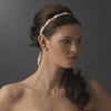* Elegant White or Ivory Pearl Bridal Wedding Ribbon Bridal Wedding Headband 6469