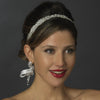 Crystal & Pearl Bridal Wedding White Ribbon Bridal Wedding Headband Headpiece 6474