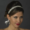 Crystal & Pearl Bridal Wedding White Ribbon Bridal Wedding Headband Headpiece 6474