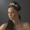 * Elegant Silver Rhinestone Sparkle Bridal Wedding Headband with Glistening Feather & Bow Side Accent - HP 7799