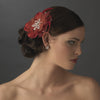 * Red Bridal Wedding Feather Fascinator Bridal Wedding Hair Clip Bridal Wedding Brooch 8106