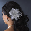 * Silver Feather Fascinator Bridal Wedding Hair Clip with Bridal Wedding Brooch Pin 8106