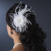 Feather Fascinator with Russian Bridal Wedding Veiling Accent Bridal Wedding Hair Comb 8211