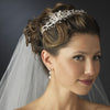 Silver Ivory Freshwater Pearl & Rhinestone Side Accented Bridal Wedding Headband 8231