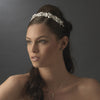 * Lovely Silver Clear Crystal & Ivory Flower Headpiece 8267