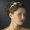 Silver Ivory Pearl & Clear Rhinestone Floral Side Accented Bridal Wedding Headband Headpiece 8279
