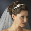 Silver Ivory Pearl & Clear Rhinestone Floral Side Accented Bridal Wedding Headband Headpiece 8279