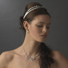 * Charming 2 Row White or Ivory Flower Bridal Wedding Headband w/ Clear Crystals 8289