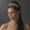 * Charming 3 Row White Flower Bridal Wedding Headband w/ Clear Crystals 8290