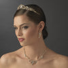 Gold & Clear Crystal Bridal Wedding Necklace Earring NE 8312 Gold
