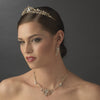 Gold & Clear Crystal Bridal Wedding Necklace Earring NE 8312 Gold
