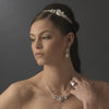 Bridal Wedding Necklace Earring Set 8388 Silver Ivory