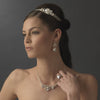 Elegant Silver Rhinestone & Natural Pearl Side Accented Bridal Wedding Headband - HP 8336
