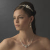 Elegant Silver Rhinestone & Natural Pearl Side Accented Bridal Wedding Headband - HP 8336