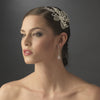 Silver Dainty Flower Rhinestone Mesh Bridal Wedding Headband - HP 8350