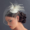Russian Bridal Wedding Bird Cage Bridal Wedding Veiling Bridal Wedding Hat with Swarovski Crystal & Feather Accents - Bridal Wedding Hair Clip 8366 with Bridal Wedding Brooch Pin