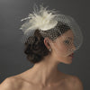 Russian Bridal Wedding Bird Cage Bridal Wedding Veiling Bridal Wedding Hat with Swarovski Crystal & Feather Accents - Bridal Wedding Hair Clip 8366 with Bridal Wedding Brooch Pin