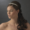 Crystals & Porcelain Flowers Silver Bridal Wedding Headband Headpiece 3890