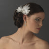 * Elegant White Feather Bridal Wedding Hair Clip Adorn in Pearls Crystals & Rhinestones - Bridal Wedding Hair Clip 8402