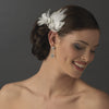 * Elegant White Feather Bridal Wedding Hair Clip Adorn in Pearls Crystals & Rhinestones - Bridal Wedding Hair Clip 8402