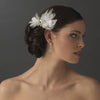 * Elegant White Feather Bridal Wedding Hair Clip Adorn in Pearls Crystals & Rhinestones - Bridal Wedding Hair Clip 8402