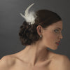 * Feather Tail Bridal Wedding Hair Comb with Floral Rhinestone Accent - Bridal Wedding Hair Comb 8403 White or Ivory