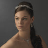 Floral Rhodium Flower Rhinestone Spray Headpiece - HP 8413 Silver