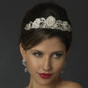 Antique Silver Clear Rhinestone Flowers & Leaves Bridal Wedding Tiara Headpiece 868