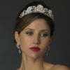 Antique Silver Clear Rhinestone Flowers & Leaves Bridal Wedding Tiara Headpiece 868