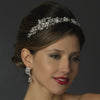 Antique Silver Clear Crystal & White Pearl Side Floral Accented Bridal Wedding Headband Headpiece 918