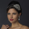Antique Silver Clear Side Accented Rhinestone Bridal Wedding Headband 930