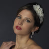 * Silver Rhinestone Ivory Applique Bridal Wedding Headband HP 937