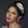 * Silver Rhinestone Ivory Applique Bridal Wedding Headband HP 937