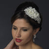 * Silver Rhinestone Ivory Applique Bridal Wedding Headband HP 937