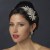 Antique Silver Crystal & Pearl Leaf Headpiece 947