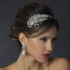 Antique Silver Crystal Feather Bridal Wedding Headpiece Headpiece 951