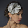 * White Peacock Feather Side Accented Bridal Wedding Headband Headpiece 954