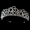Silver Floral Rhinestone Bridal Wedding Tiara Headpiece