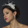 Antique Rhinestone & Ivory Feather Bridal Wedding Headband Headpiece 9848