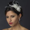 Antique Rhinestone & Ivory Feather Bridal Wedding Headband Headpiece 9848