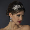 Ravishing Silver Clear CZ Bridal Wedding Hair Clip On Bridal Wedding Earrings 8483